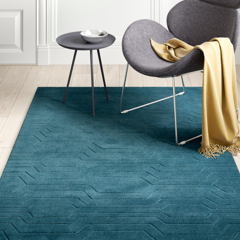 Hykkon Ciara HandTufted Wool Teal Rug Wayfair.co.uk
